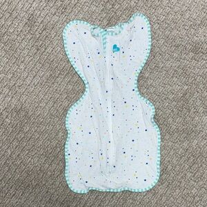 Love to dream White Star Swaddle Sack with Mint Stripe Trim